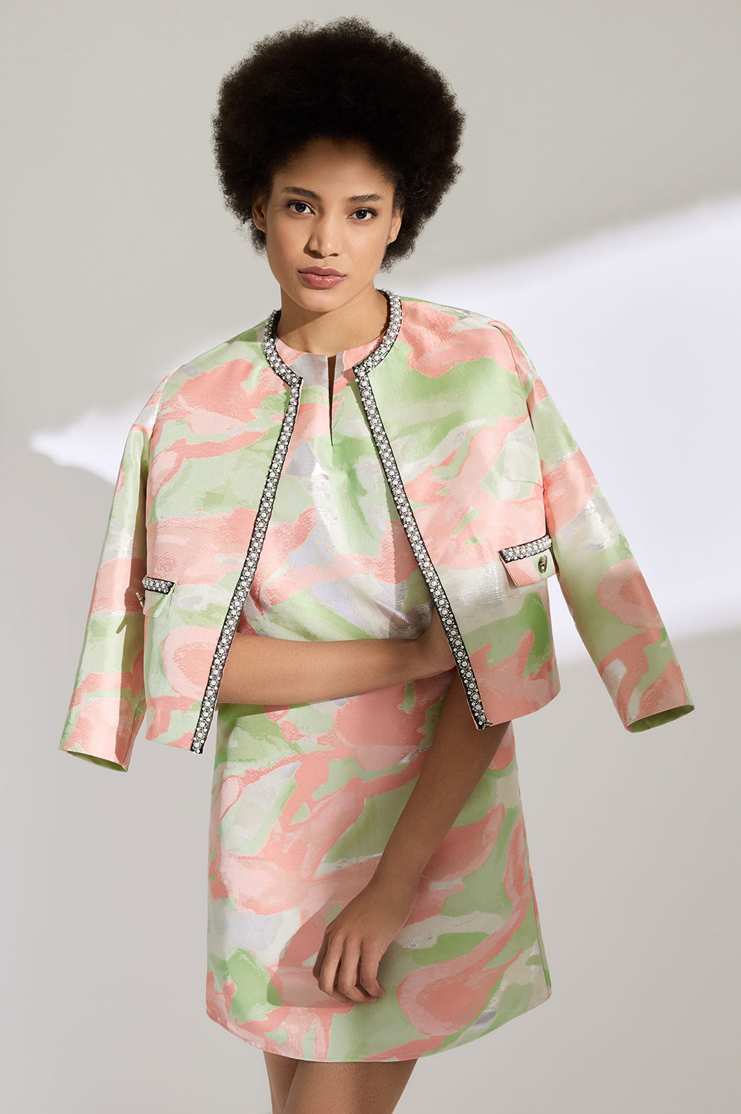 Abstract Jacquard Woven Sheath Dress