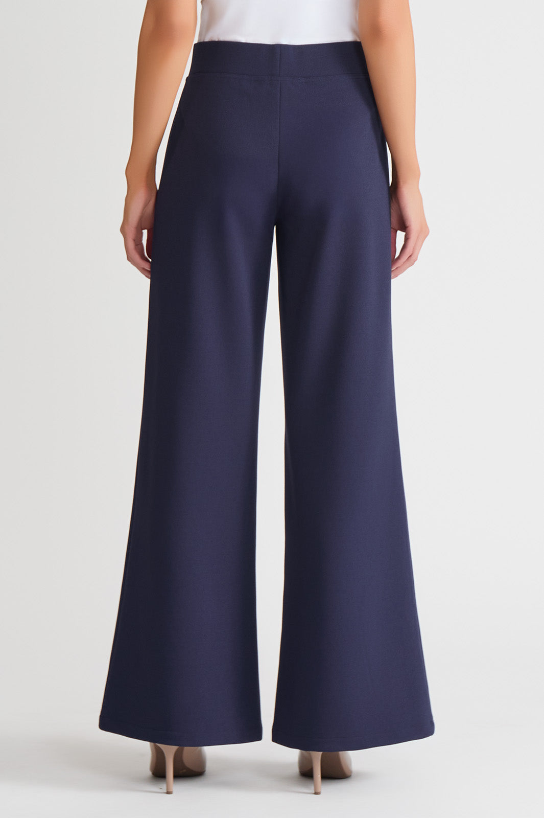 Petite Stretch Deco Crepe Wide-Leg Pants, Indigo