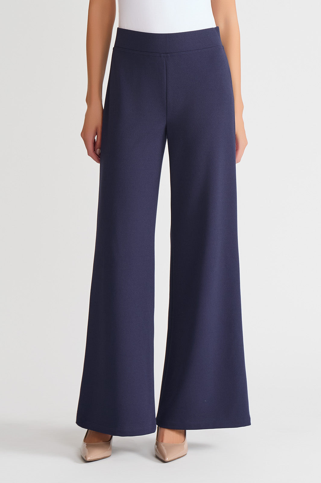 Plus Size Stretch Deco Crepe Wide-Leg Pants, Indigo