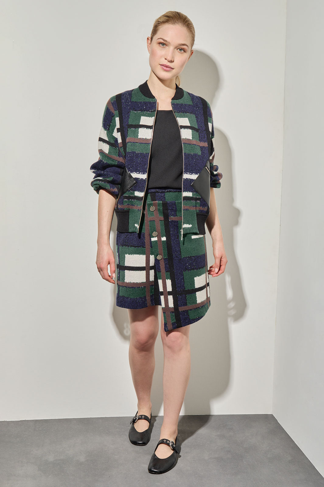 Cozy Knit Asymmetrical Above-the-Knee Skirt