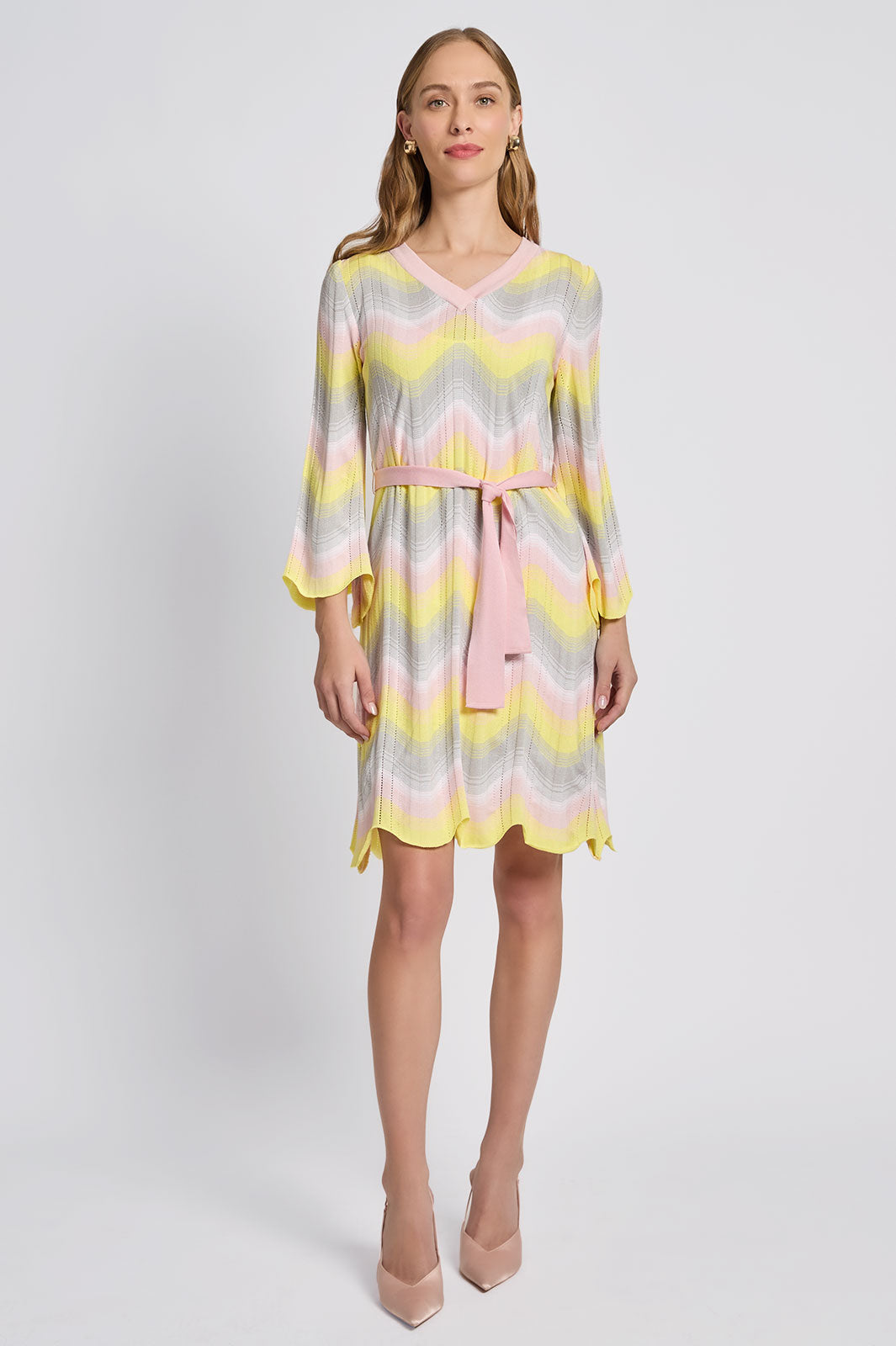 Chevron Pointelle Soft Knit Dress