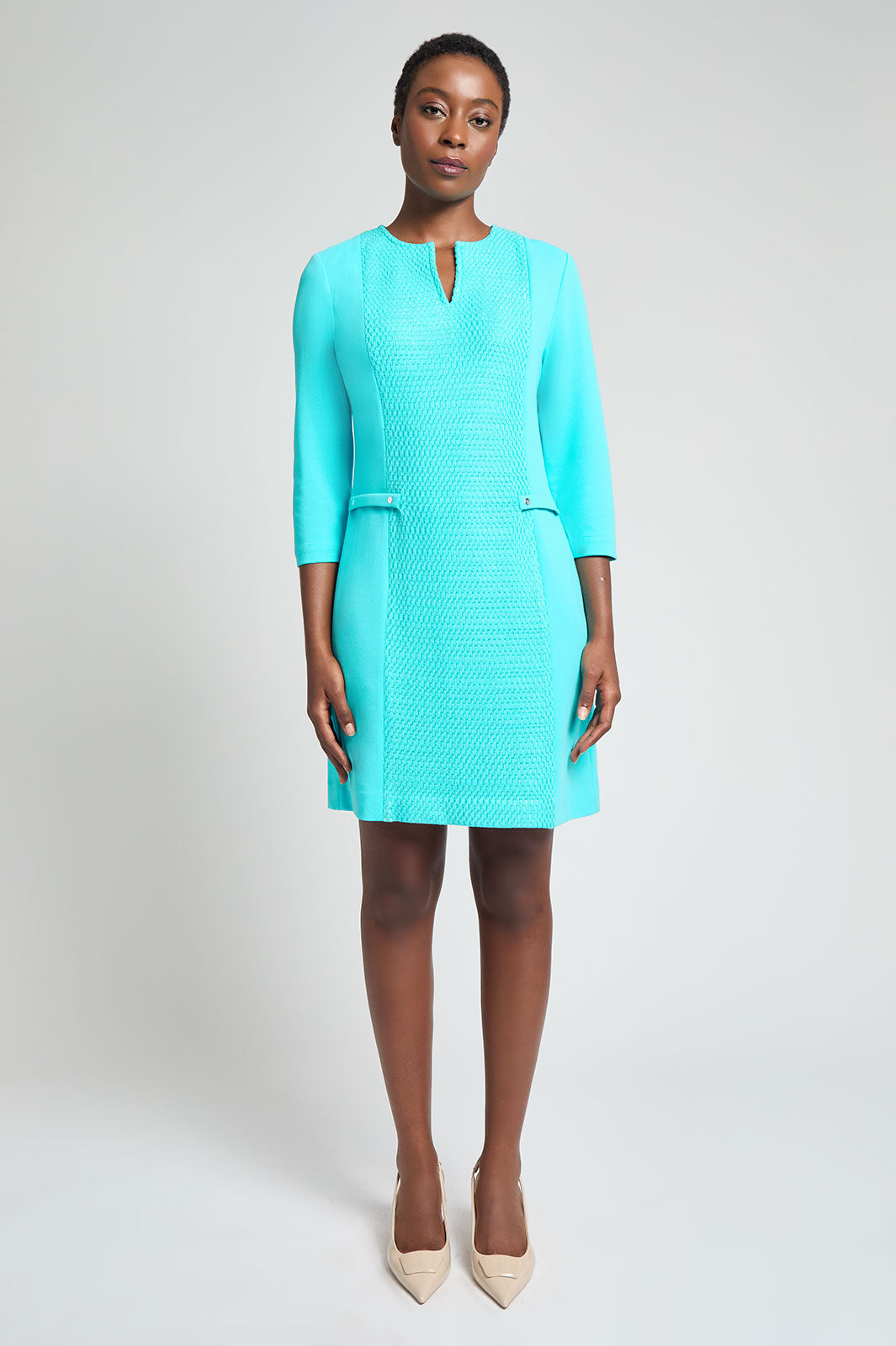 Contrast Panel Soft Knit Sheath Dress