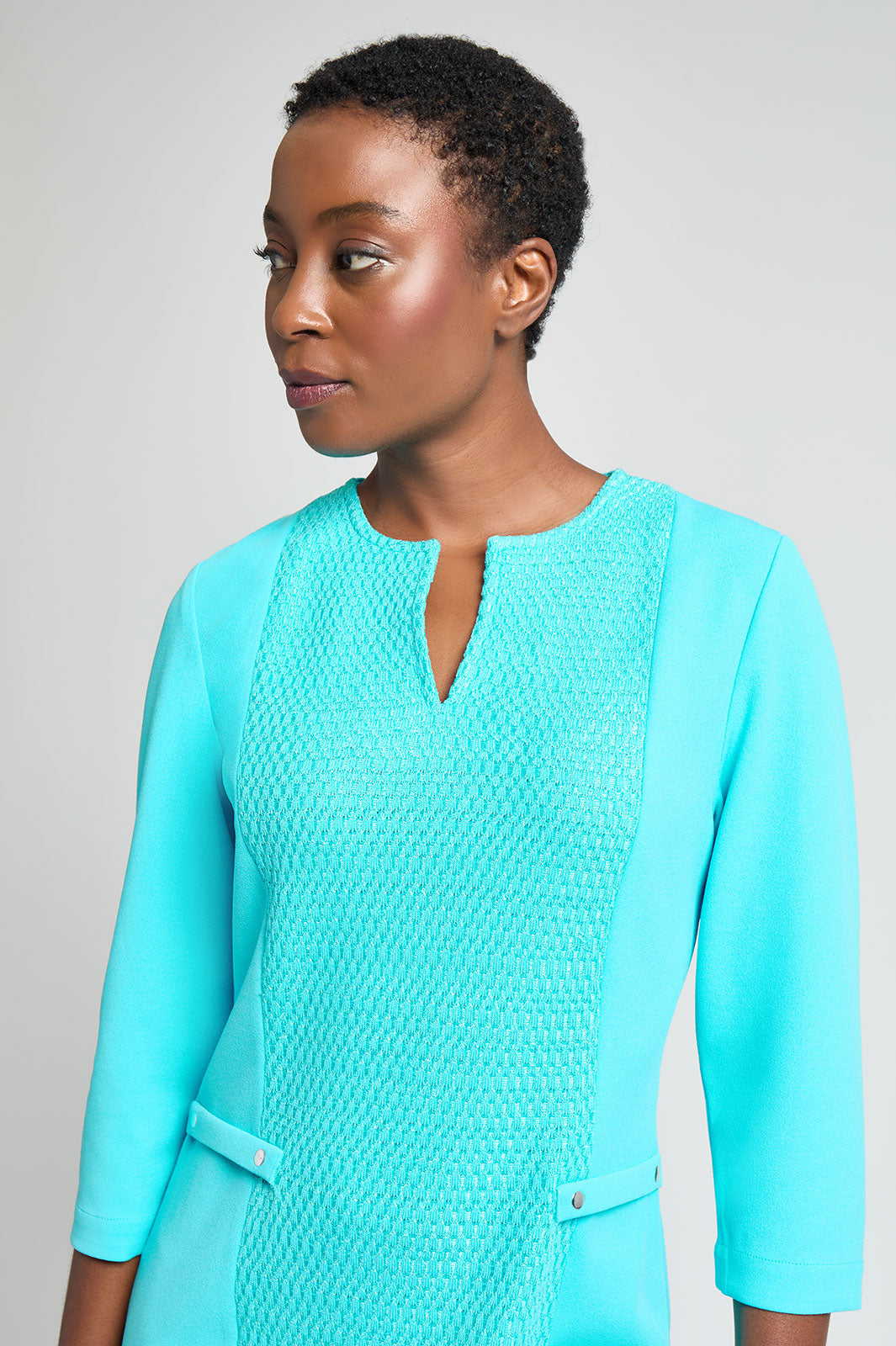 Contrast Panel Soft Knit Sheath Dress