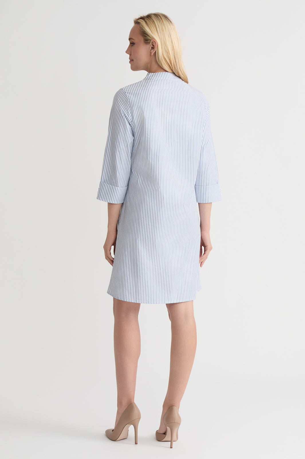 Cotton Zip Front Shirt Dress