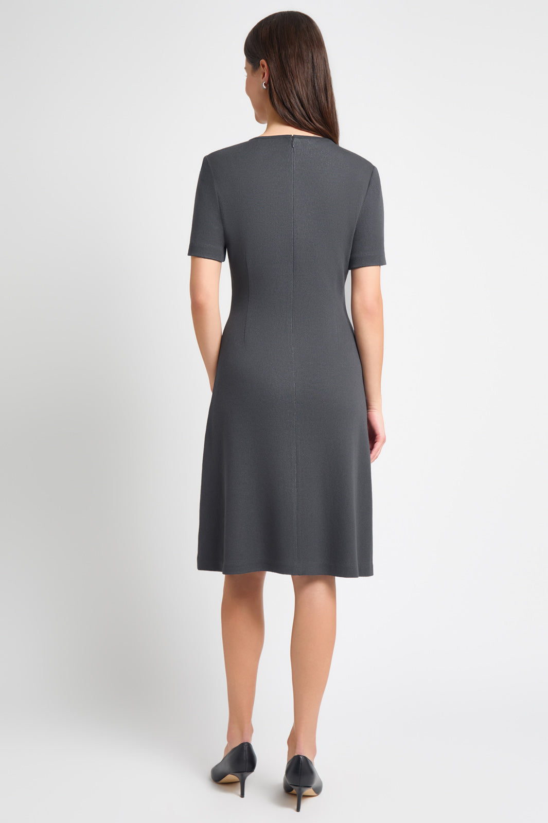 A-Line Floral Jacquard Soft Knit Midi Dress