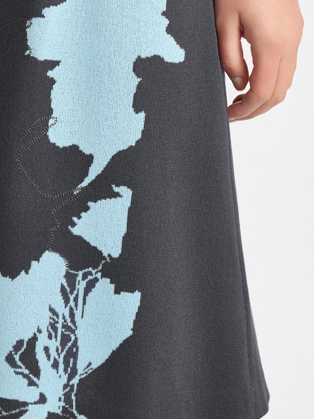 A-Line Floral Jacquard Soft Knit Midi Dress