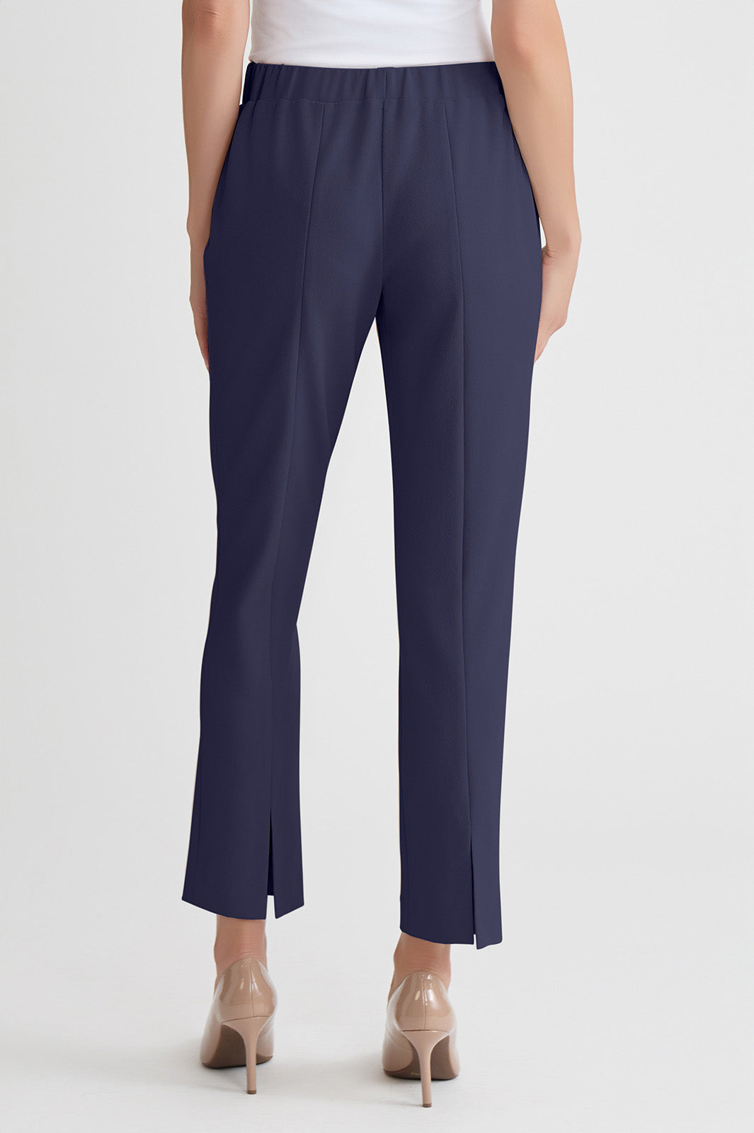 Plus Size Stretch Deco Crepe Straight-Leg Pants, Indigo