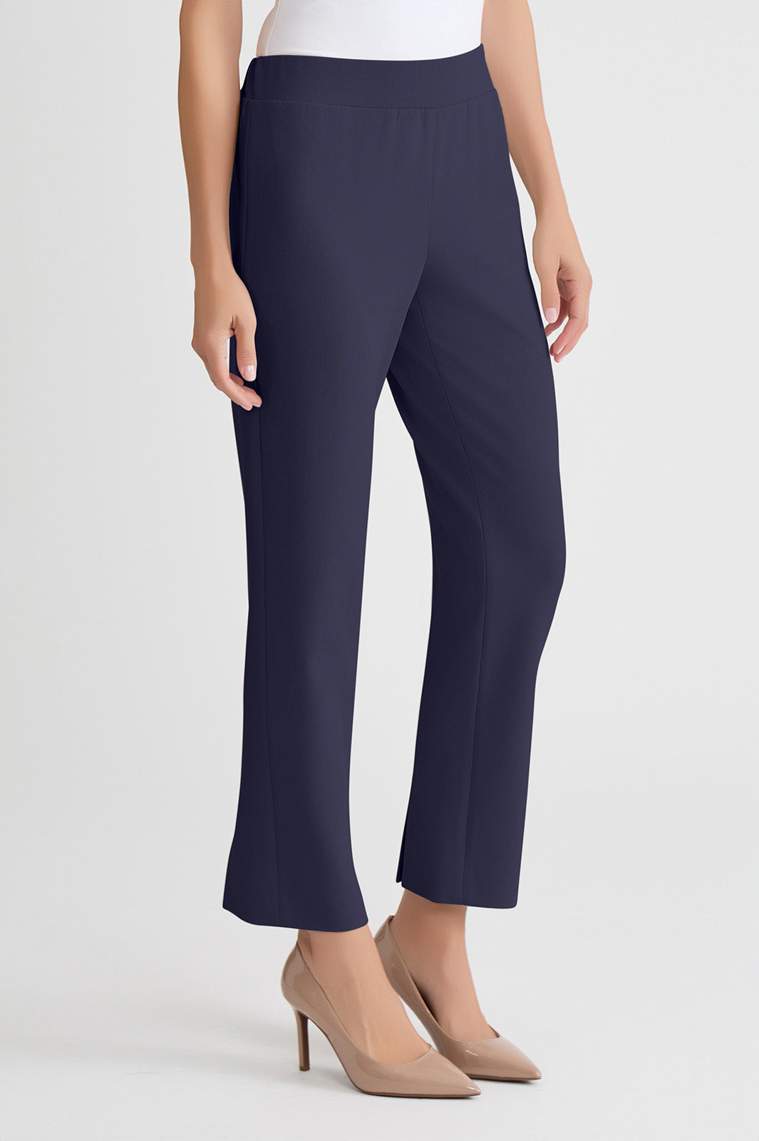 Plus Size Stretch Deco Crepe Straight-Leg Pants, Indigo