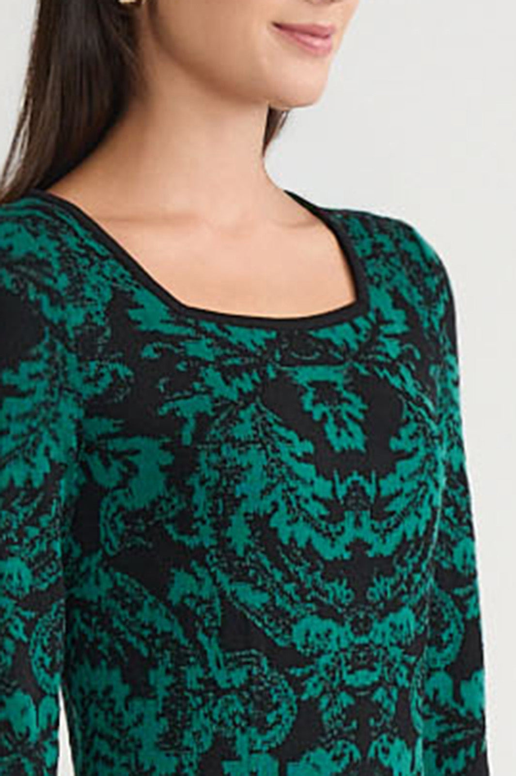 A-Line Filigree Jacquard Soft Knit Dress