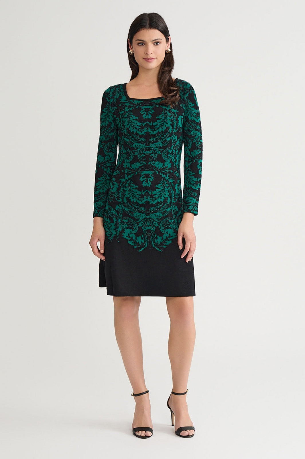 A-Line Filigree Jacquard Soft Knit Dress