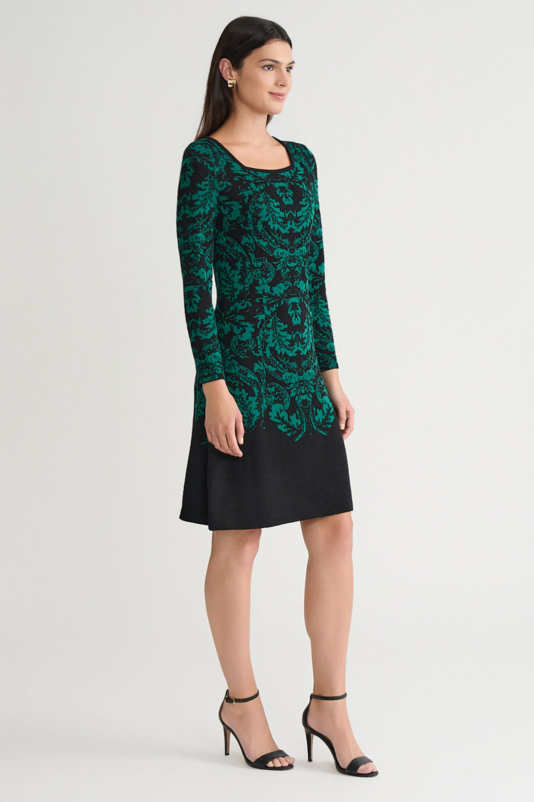 A-Line Filigree Jacquard Soft Knit Dress