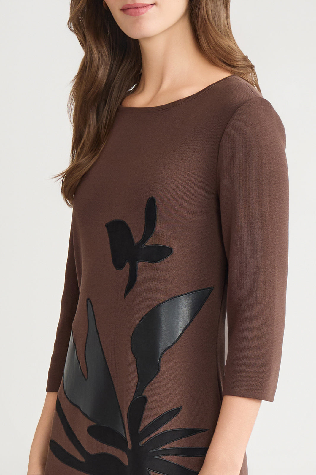 A-Line Botanical Applique Knit Dress