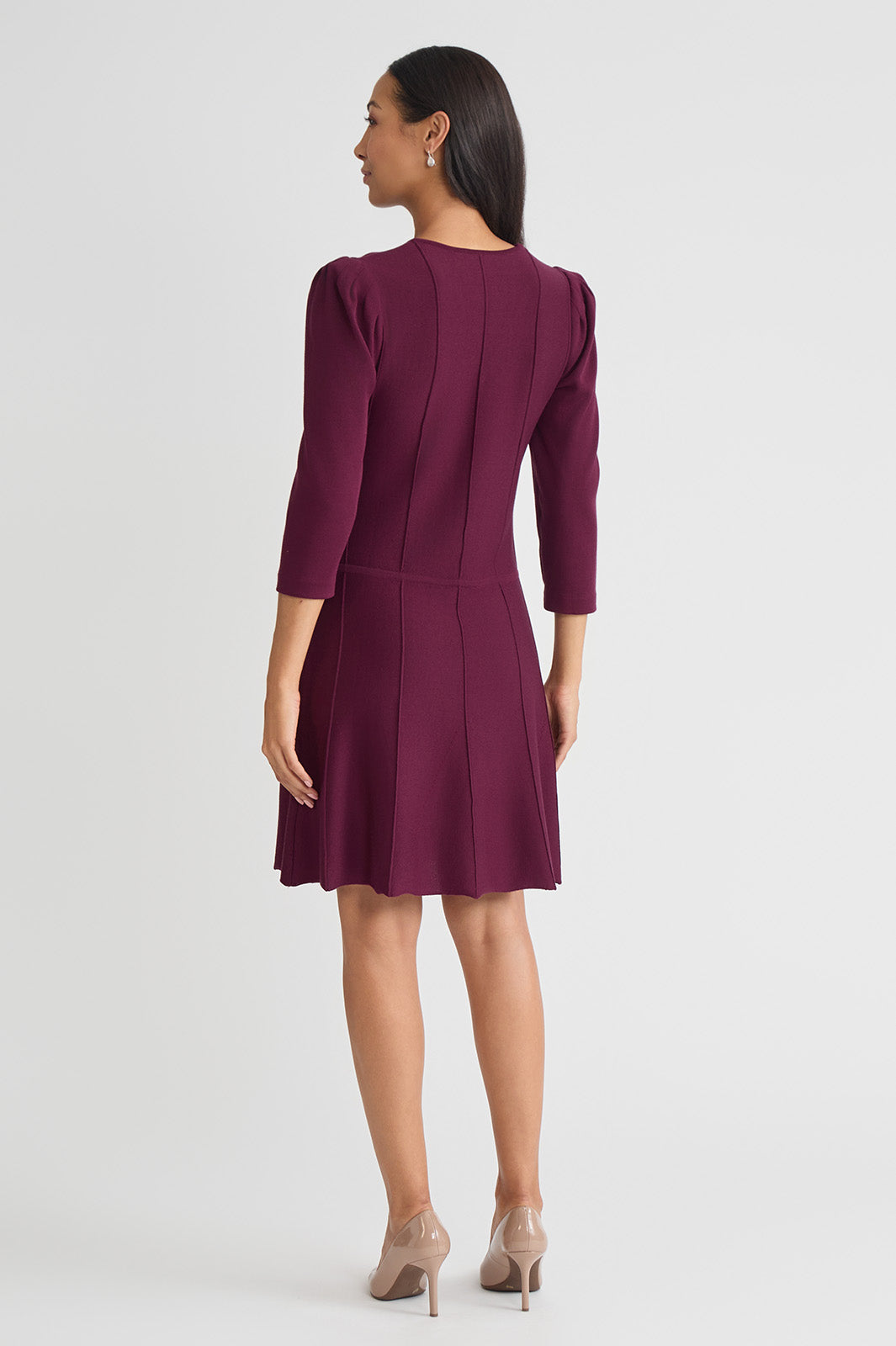 A-Line Faux Wrap Soft Knit Dress