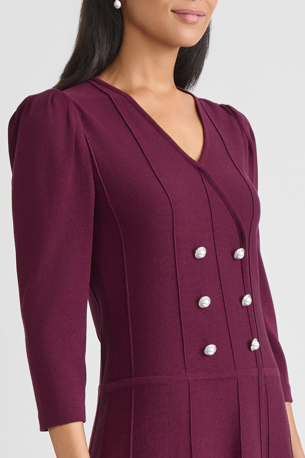 A-Line Faux Wrap Soft Knit Dress