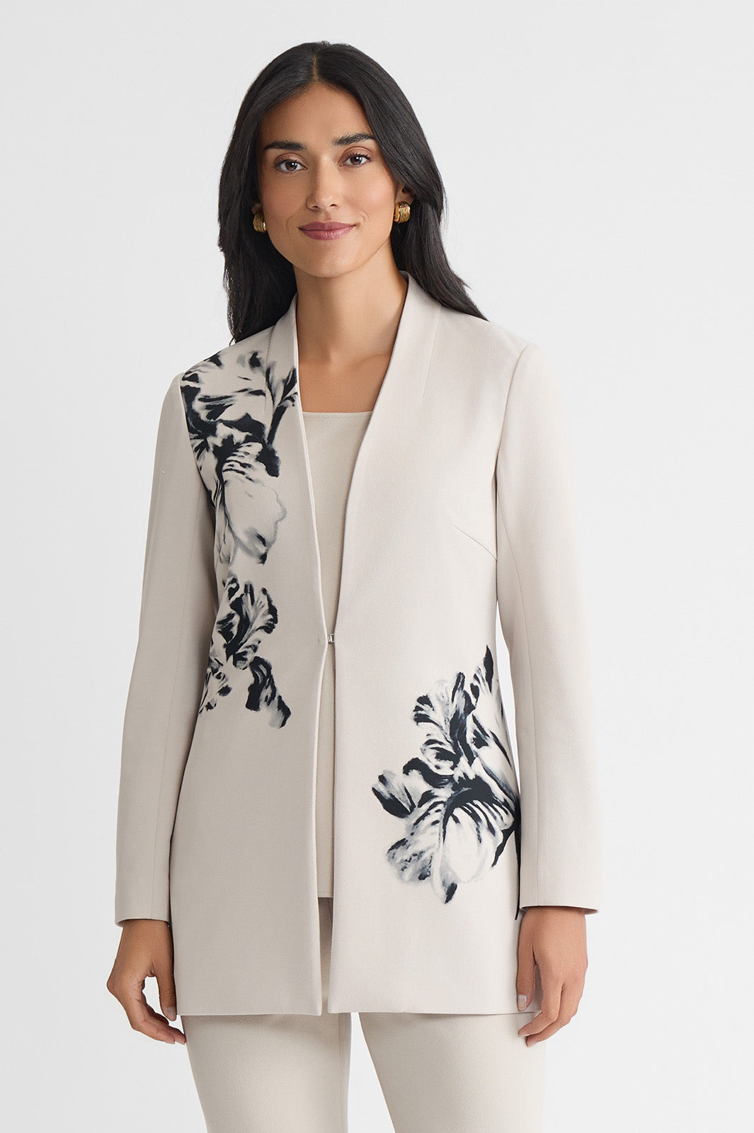 Heritage Floral Printed Stretch Deco Crepe Jacket