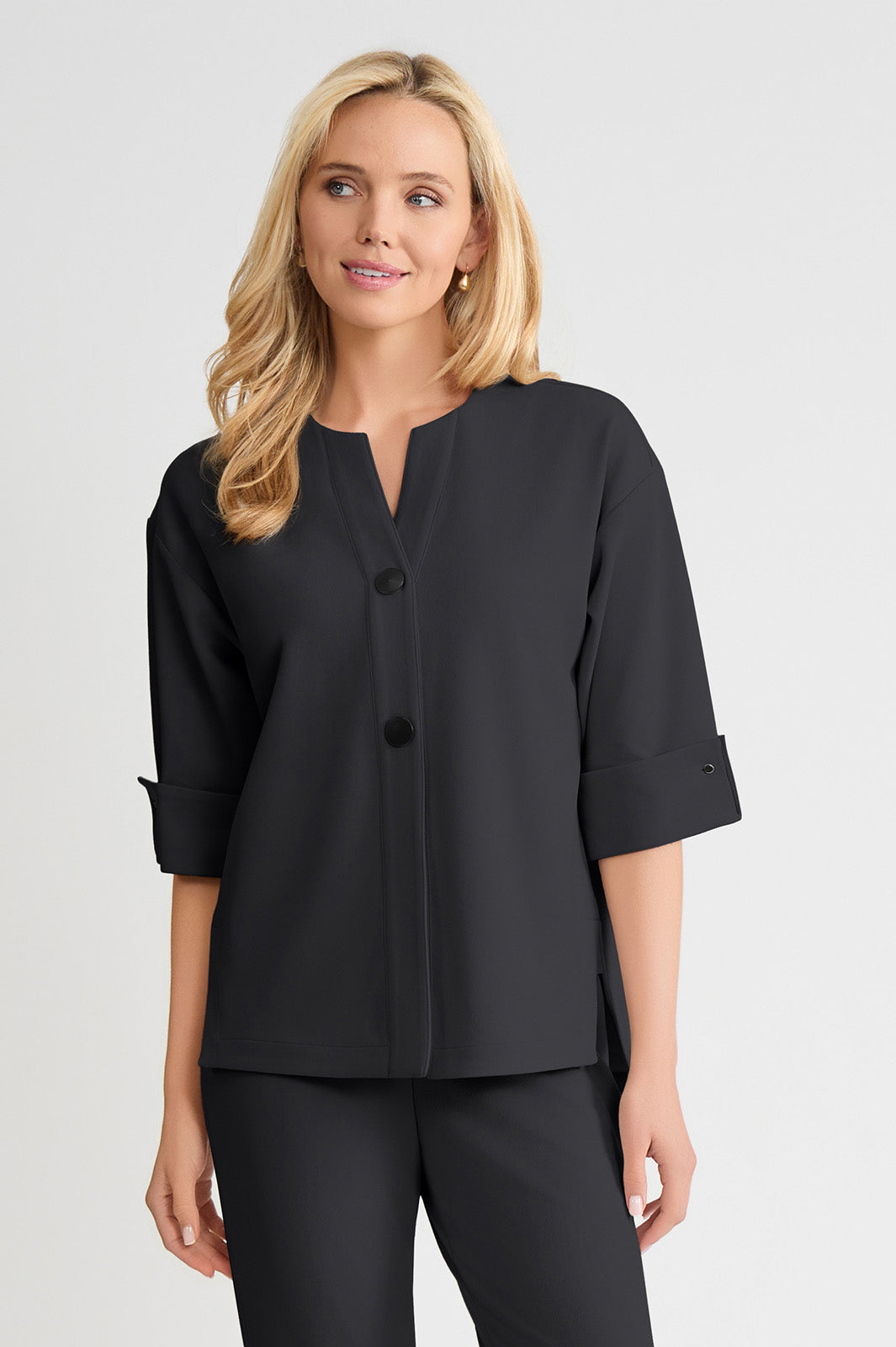 Heritage Tonal Stretch Deco Crepe Jacket, Black