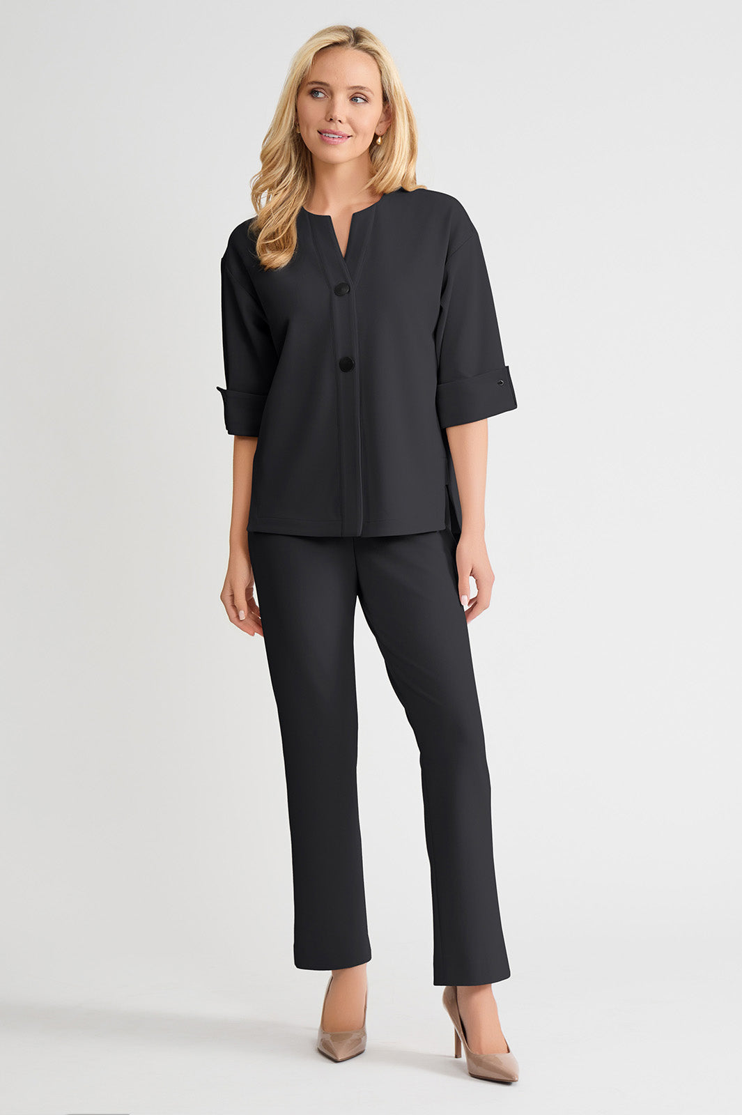 Heritage Tonal Stretch Deco Crepe Jacket, Black