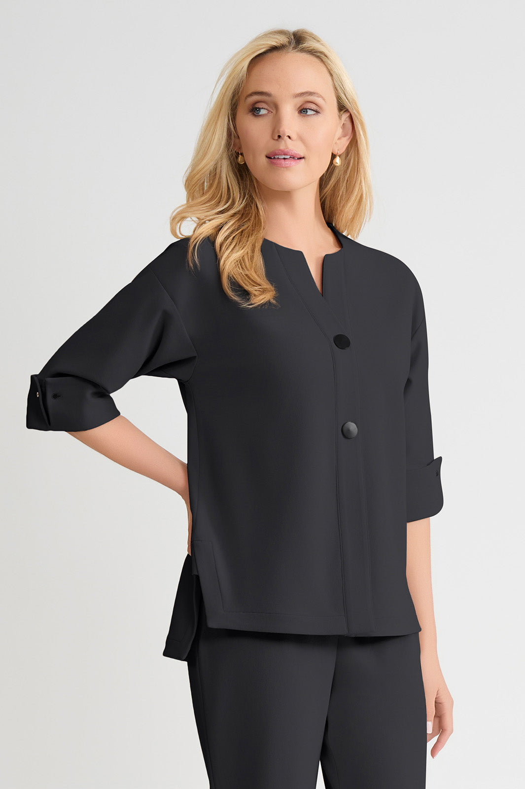 Heritage Tonal Stretch Deco Crepe Jacket, Black