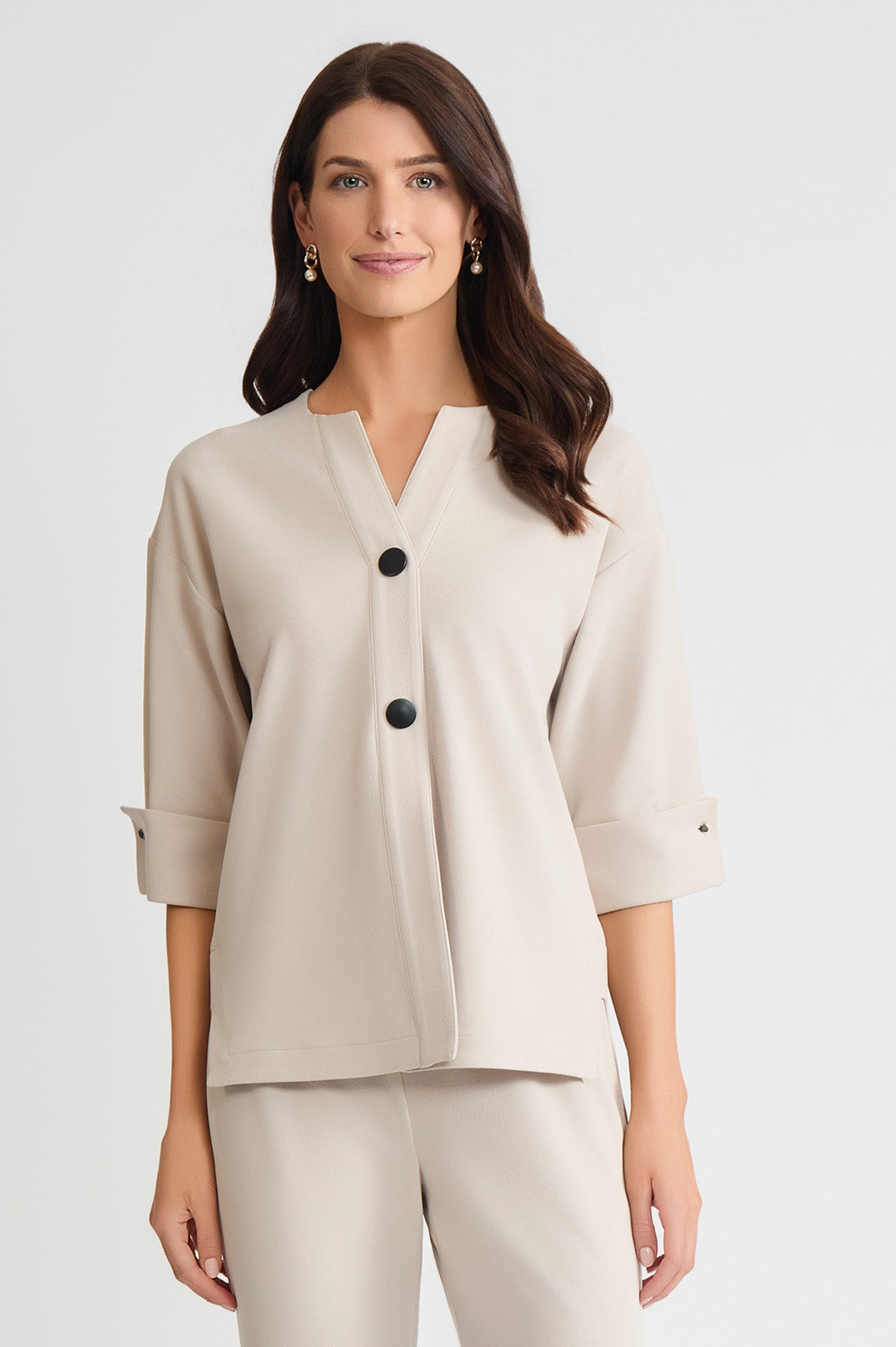 Heritage Tonal Stretch Deco Crepe Jacket, Limestone