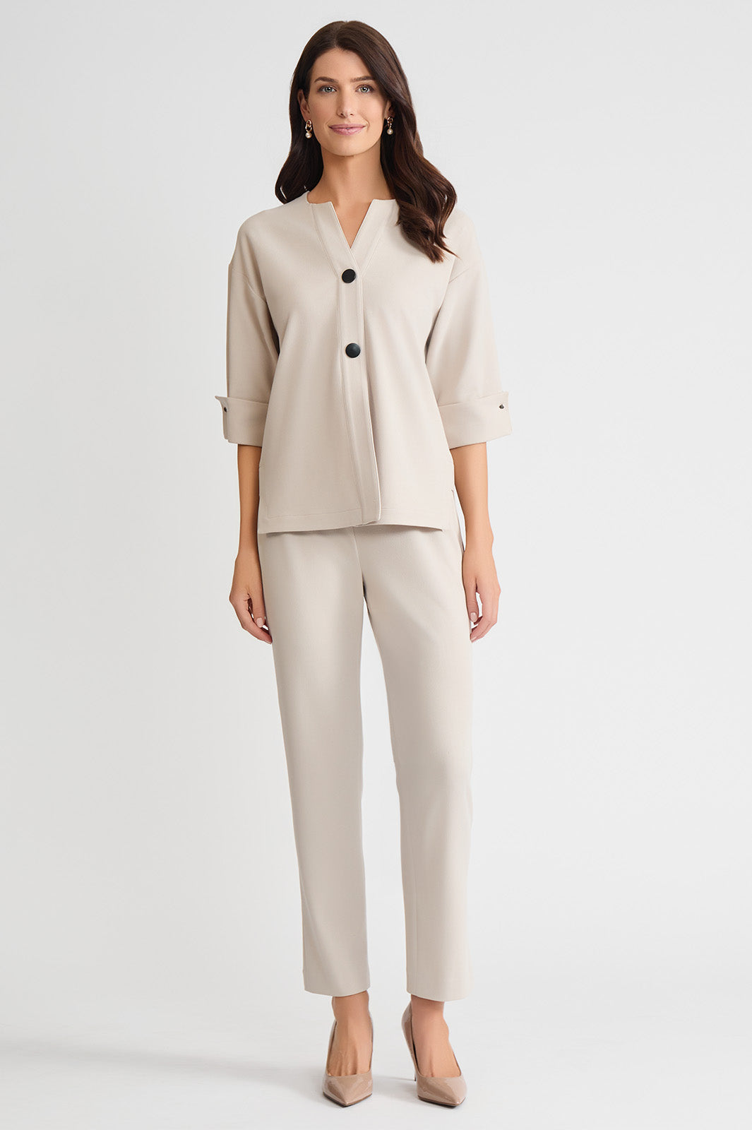 Heritage Tonal Stretch Deco Crepe Jacket, Limestone