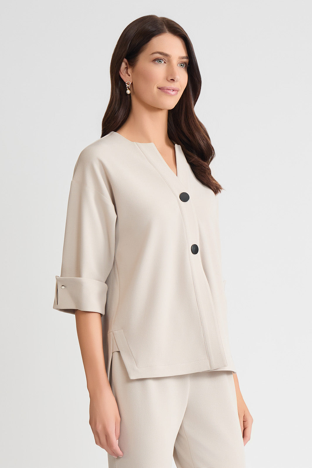 Heritage Tonal Stretch Deco Crepe Jacket, Limestone