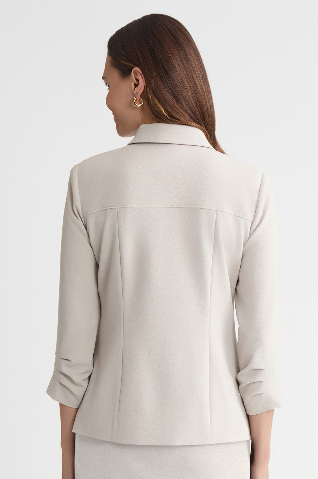 Heritage Stretch Deco Crepe Scrunch Sleeve Jacket, Limestone