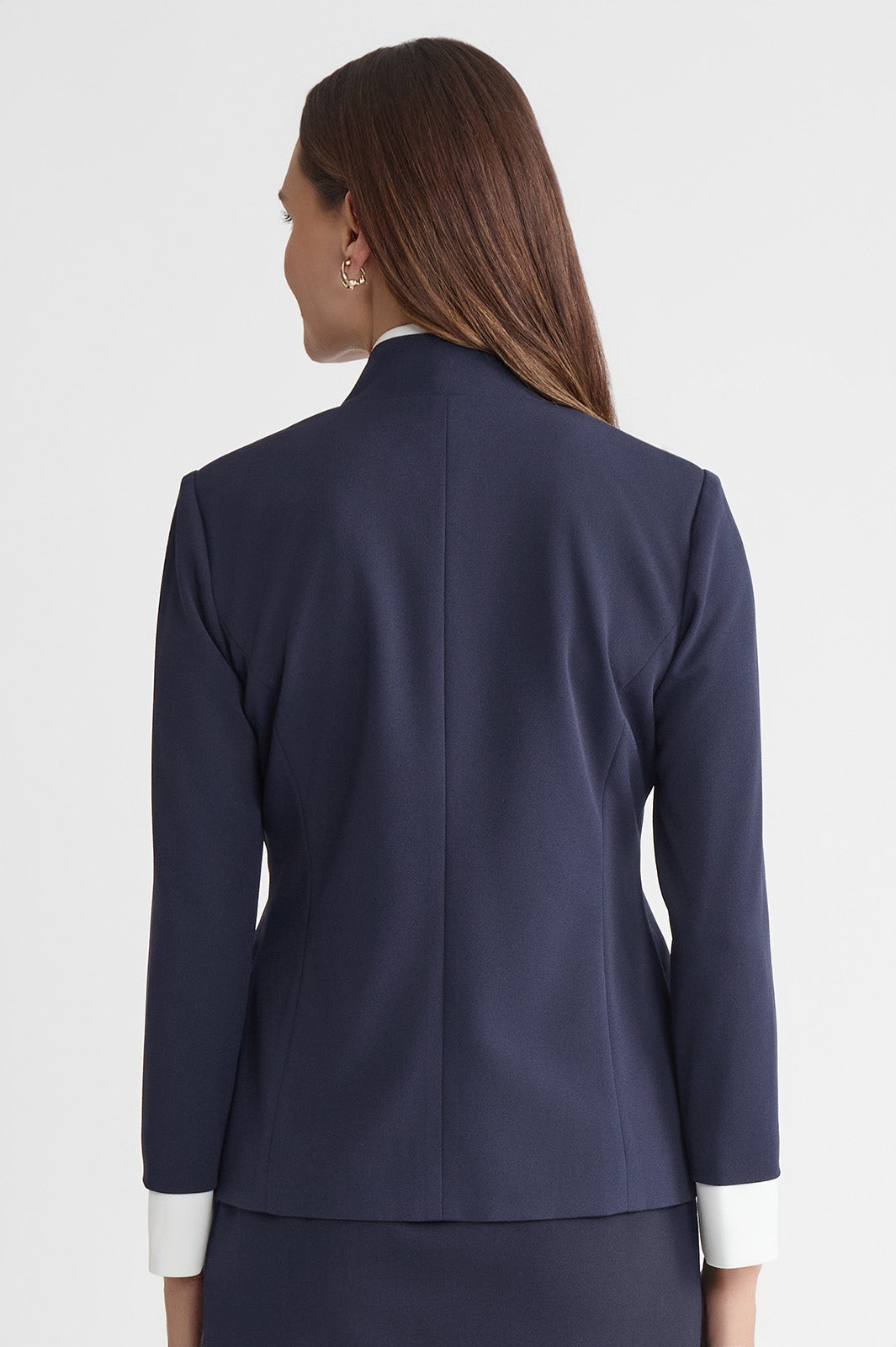 Petite Tailored Two-Toned Stretch Deco Crepe Blazer, Indigo
