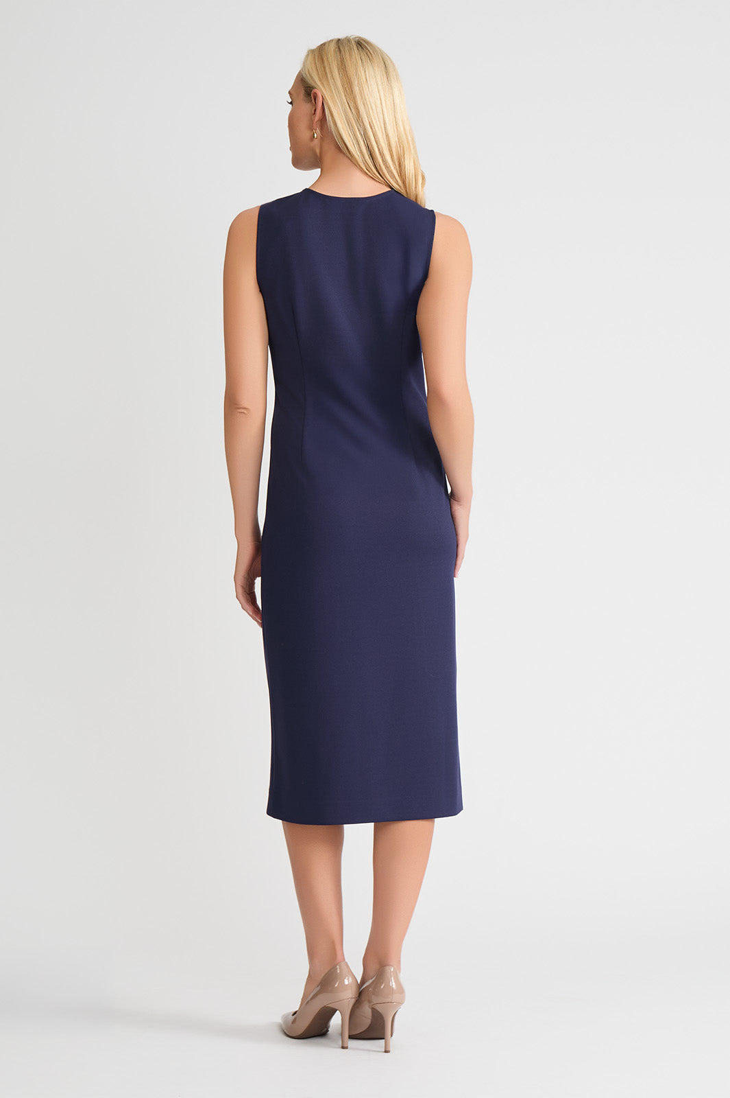 Plus Size Stretch Deco Crepe Sheath Midi Dress, Indigo