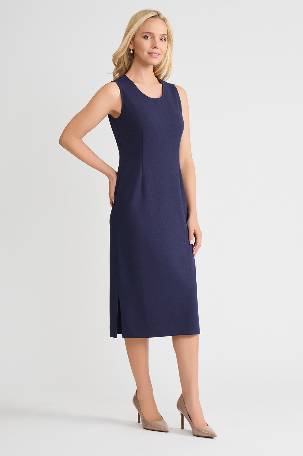 Petite Stretch Deco Crepe Sheath Midi Dress, Indigo