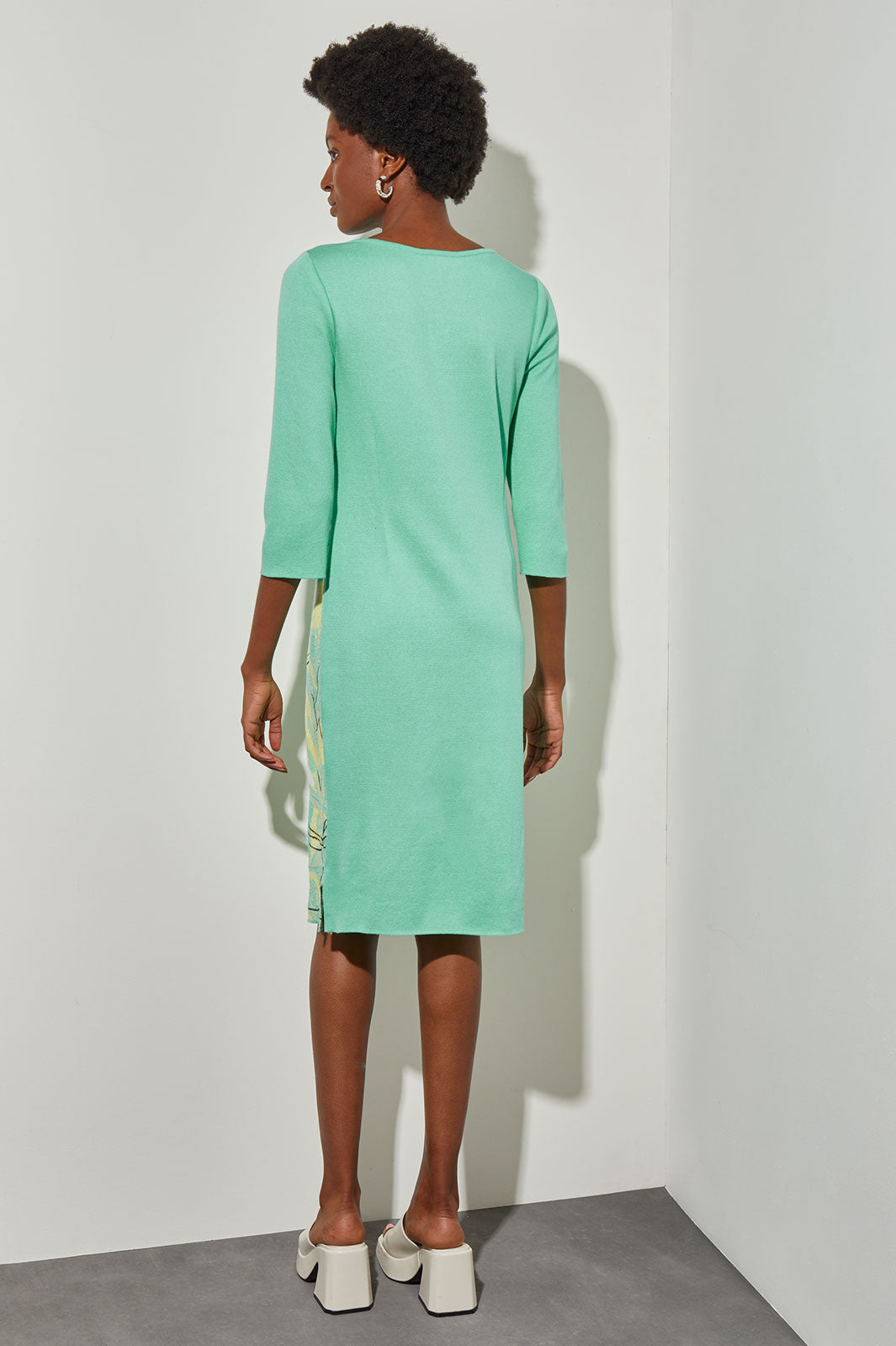 Bold Botanical Jacquard Knit Sheath Dress